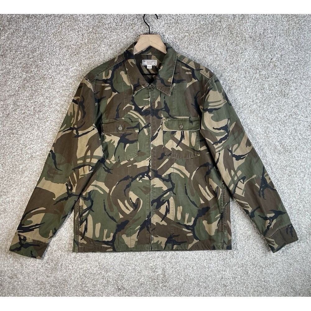 Wallace & Barnes Shirt Jacket Mens‎ Medium Green Camo Full Zip Cotton Overshirt